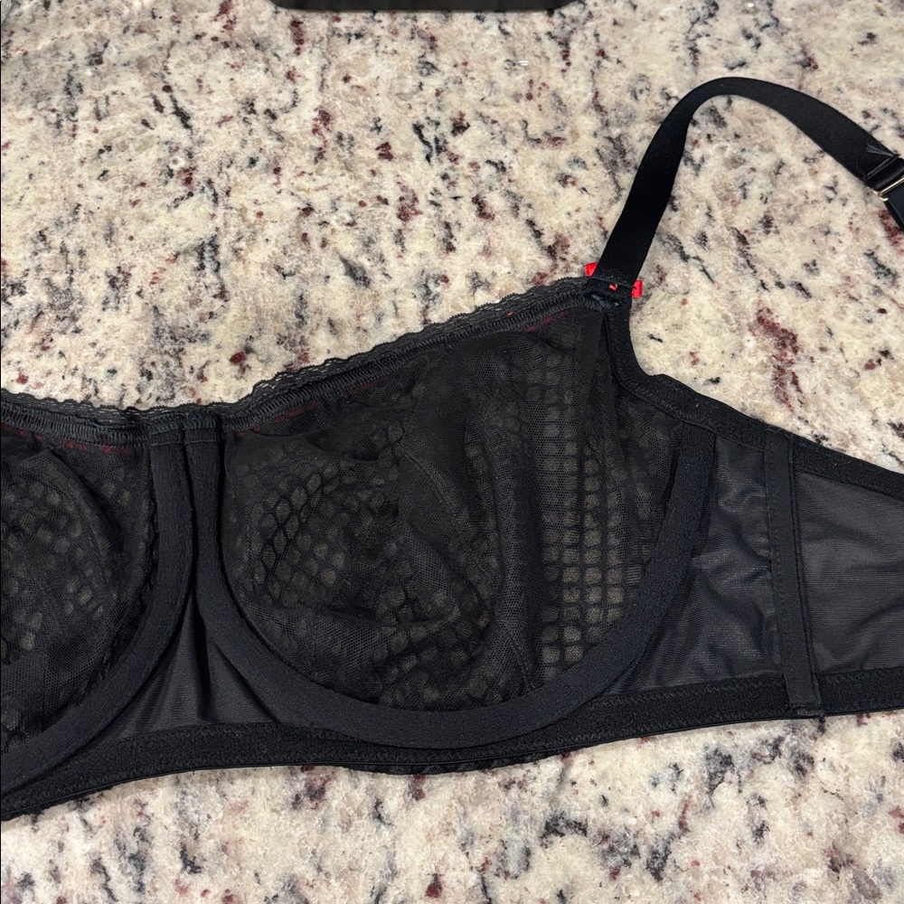 40DD Cacique Unlined Balconette Bra Bow Red Thick Adjustable Sexy Underwire - Picture 9 of 14